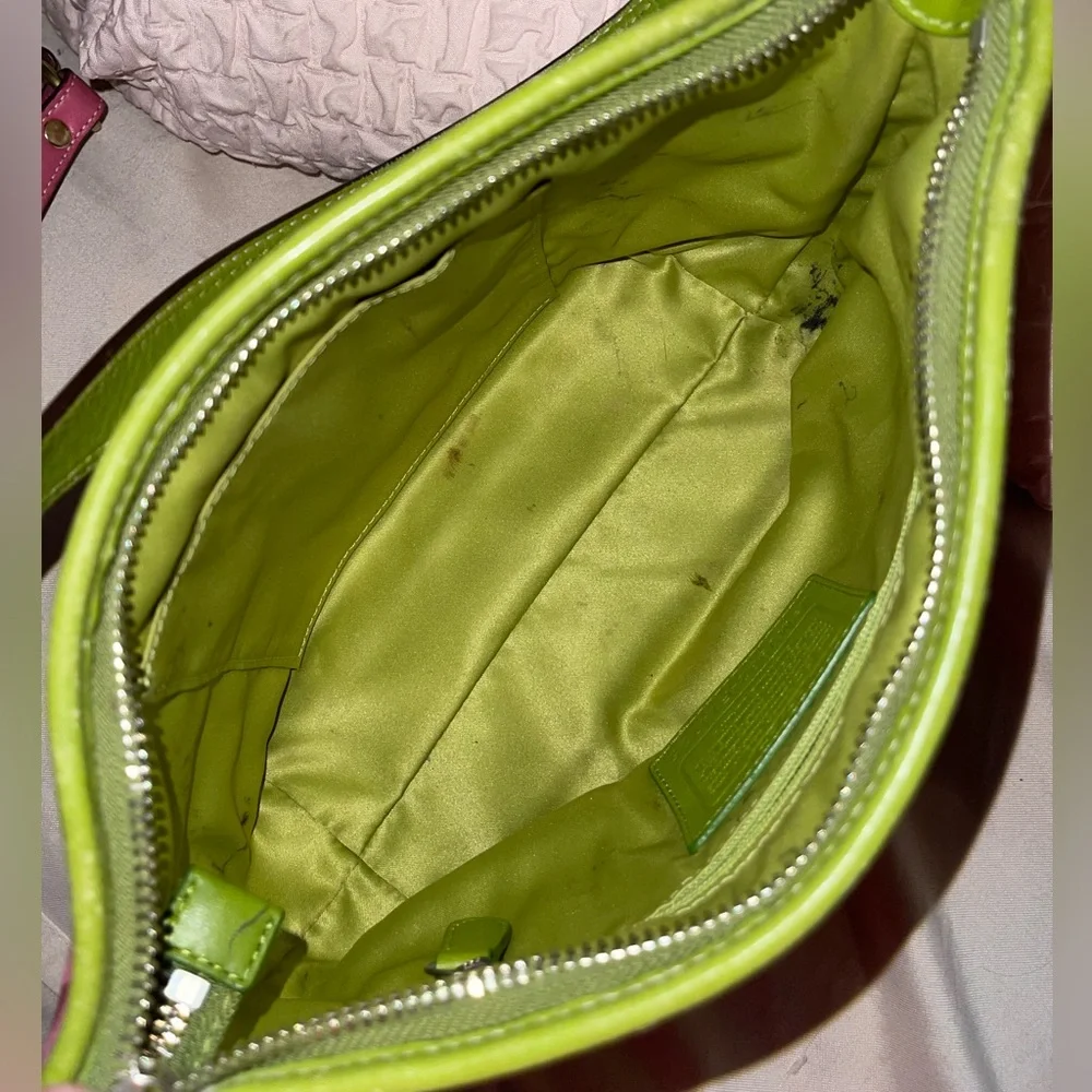 Coach Mini Bag in Pink and Lime Green - Picture 9 of 12